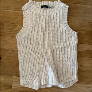 Cream Sleeveless Knit Top